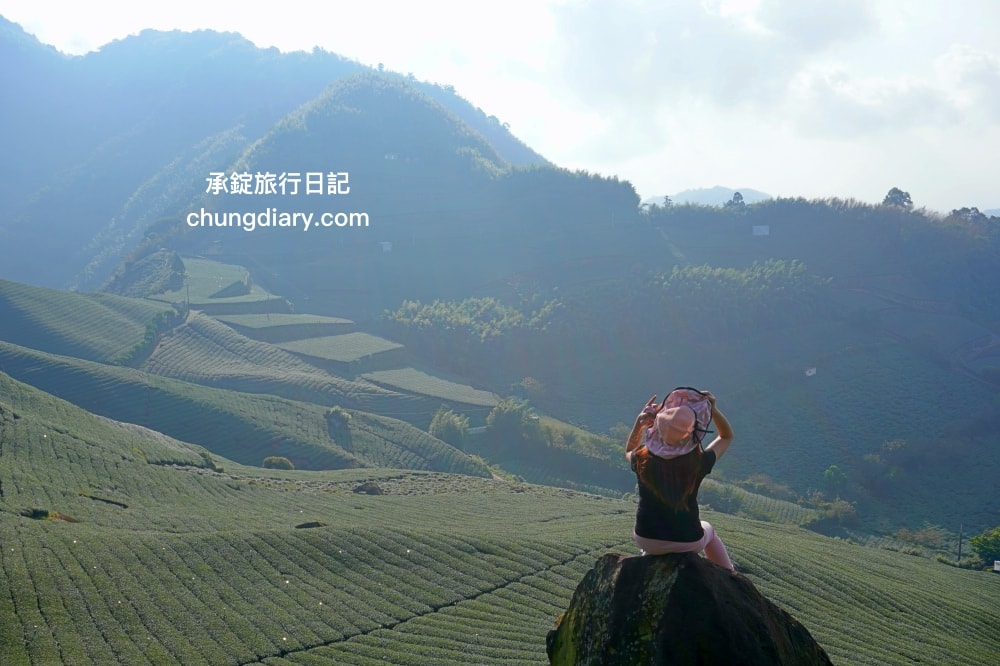 嘉義秘境景點【大風埕觀日峰】梅山鄉新景區推薦！一覽無遺遠處的綿延山景與一整片茶園風光。