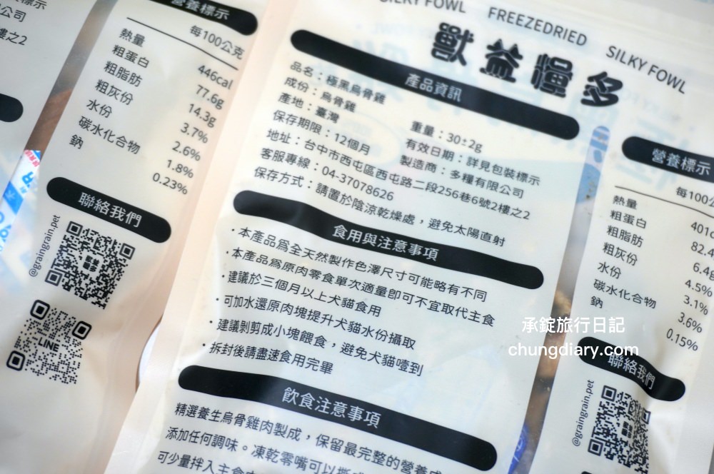 寵物凍乾零食【獸益糧多】極黑烏骨雞、珍饌虱目魚、特選骰子牛，100%自然原肉，不添加任何化學物、香料、防腐劑等，通過SGS檢驗、ISO/HACCP認證，挑嘴毛孩必備肉乾推薦！