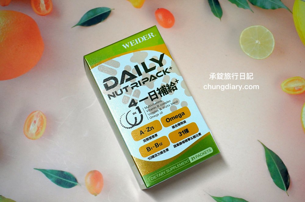 專為上班族設計綜合維他命【威德一日補給+】WEIDER威德保健品，4效合一的營養補給包！綜合維生素礦物質＋複合莓果、完整B群、Omega-369複合植物油、31種蔬果酵素精華。