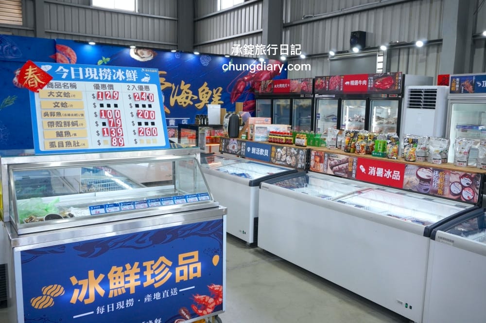 就是愛海鮮｜彰化花壇海鮮肉品市集｜全面升級冷氣開放！活體泰國蝦、鮭魚生魚片、中秋烤肉串燒宅配組合。